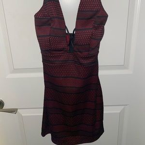 BLACK & BURGUNDY DRESS